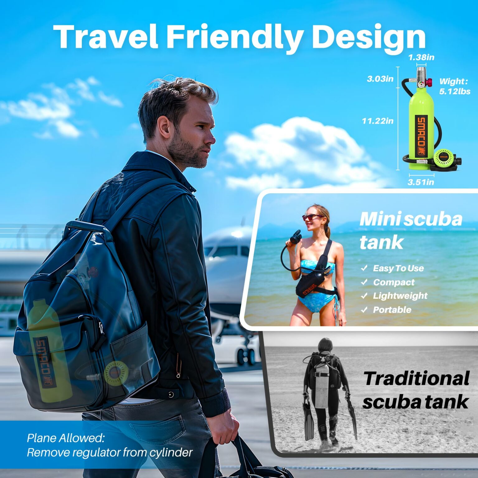 SMACO S400 1L Mini Scuba Tank – SMACODIVE