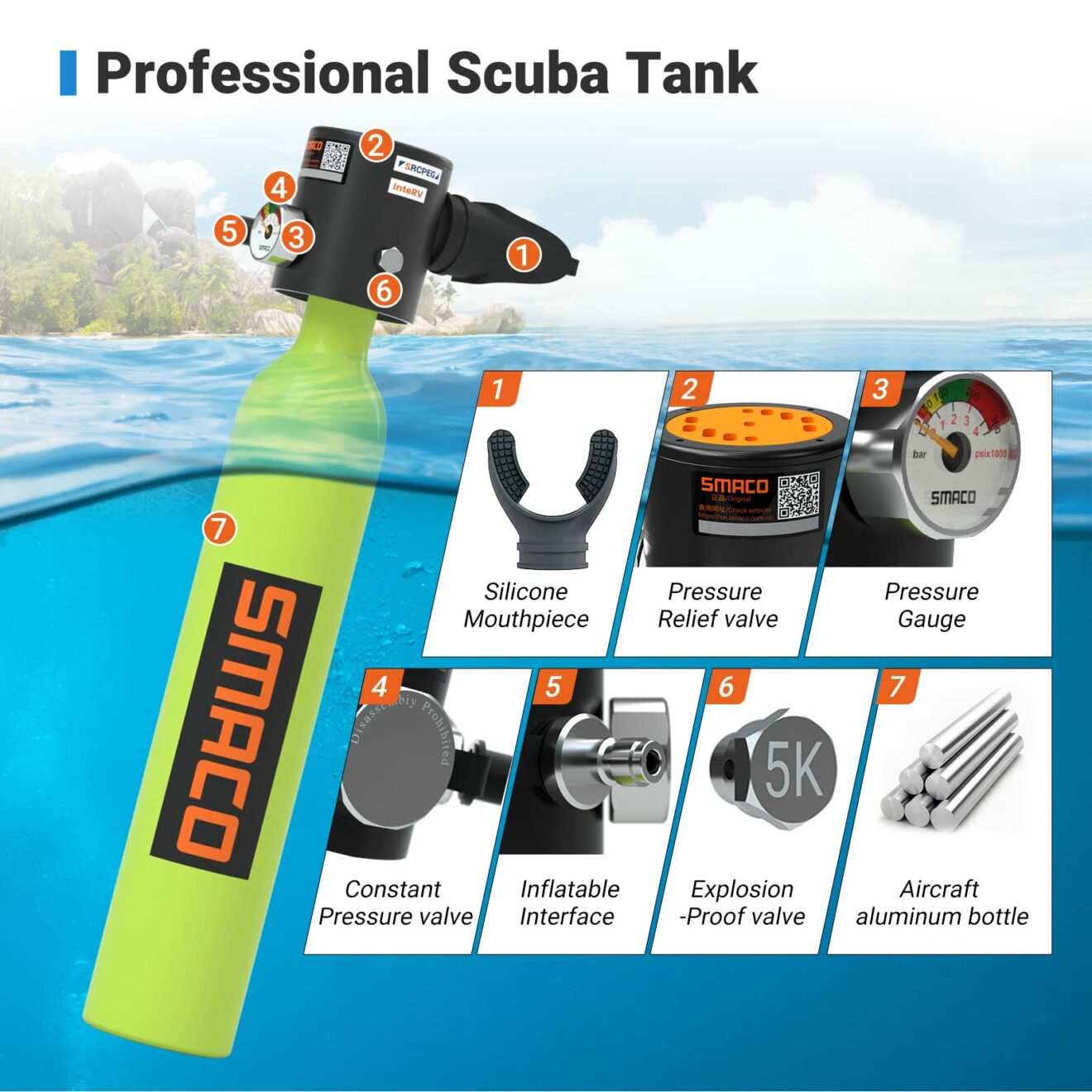 SMACO S300 0.5L Plus Scuba Diving Air Tank