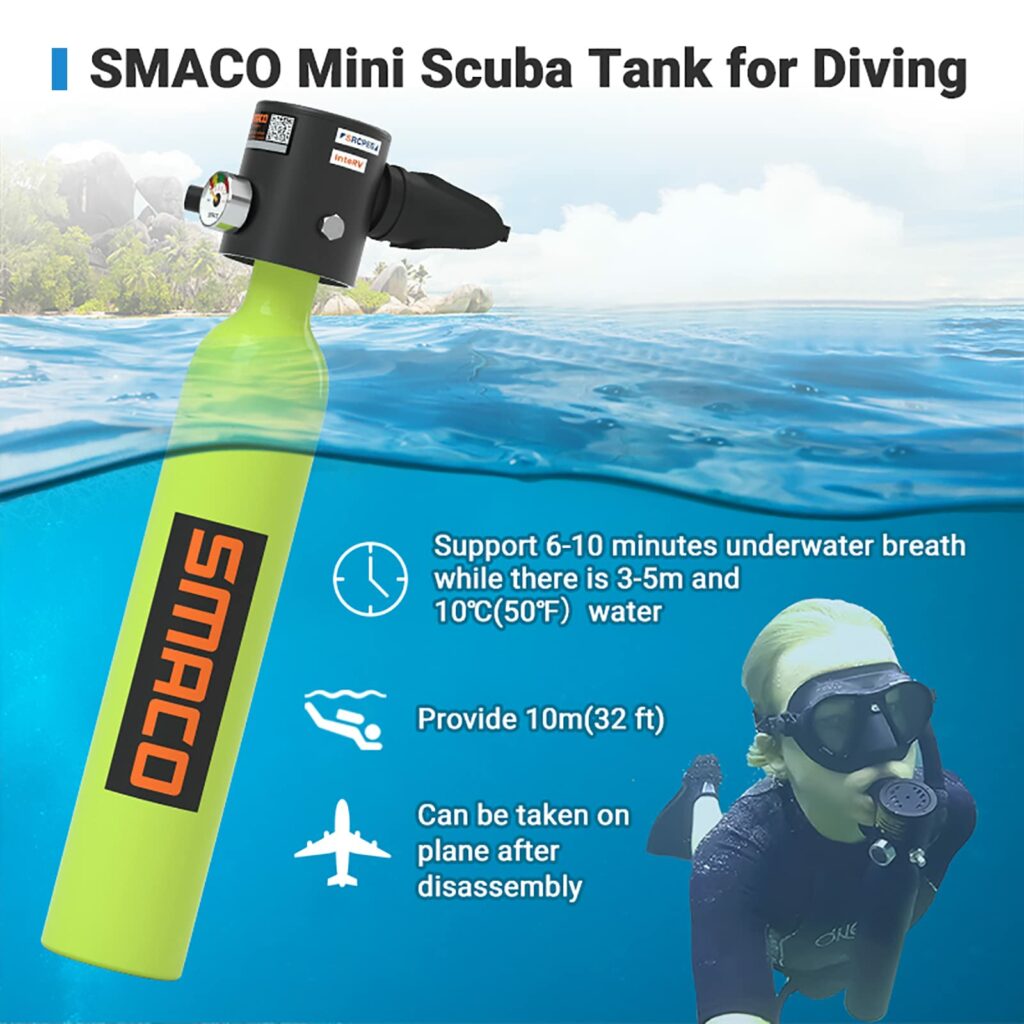 S300Plus 0.5l Mini Scuba Tank with Heap 1 Air Compressor