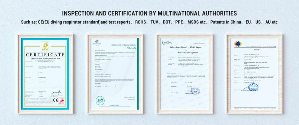 Smaco S300Plus diving tank Certifications