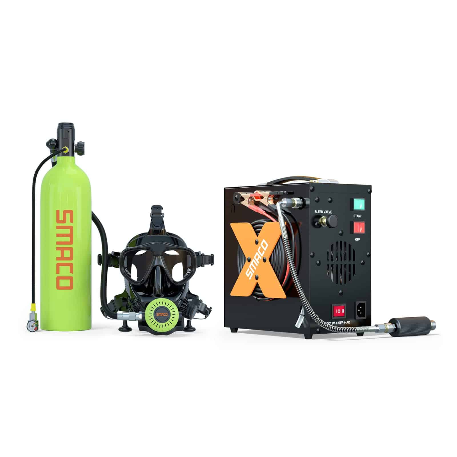 SKU-04-S700 GREEN_Diving Mask_Compressor GREEN Diving Mask Compressor