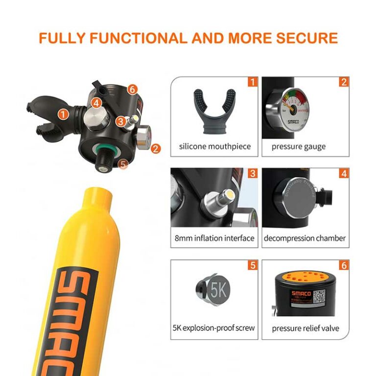 SMAOC S300Plus 0.5l Mini Scuba Tank with Hand Pump